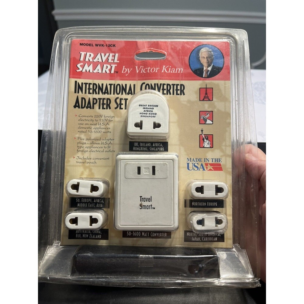 International Converter Adapter Set Travel Smart USA Model WVK-12CK  Victor Kiam